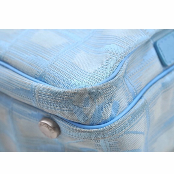Authentic CHANEL New Travel Line 2Way Shoulder Hand Bag Nylon Leather Blue - Picture 9 of 12